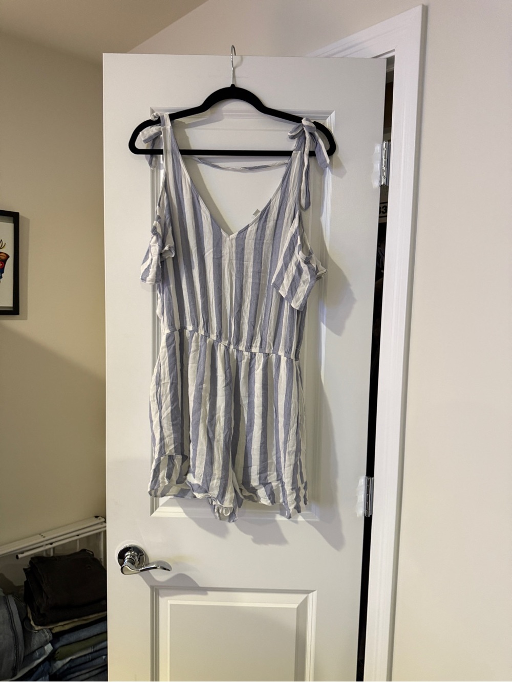 American Eagle Outfitters Blue and White Striped Romper